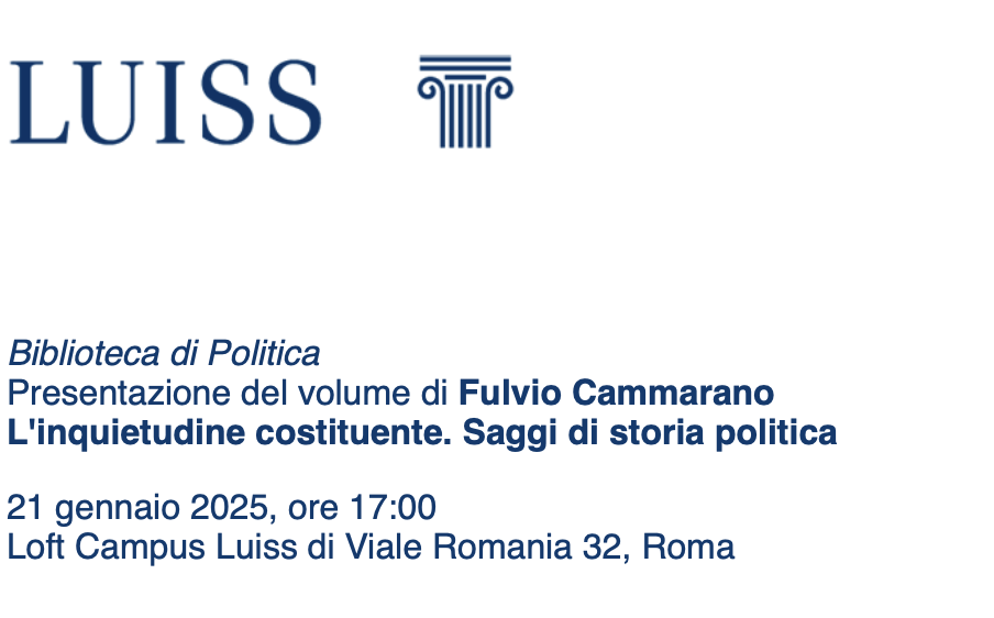 Presentazione del volume: "L'inquietudine costituente. Saggi di storia politica"